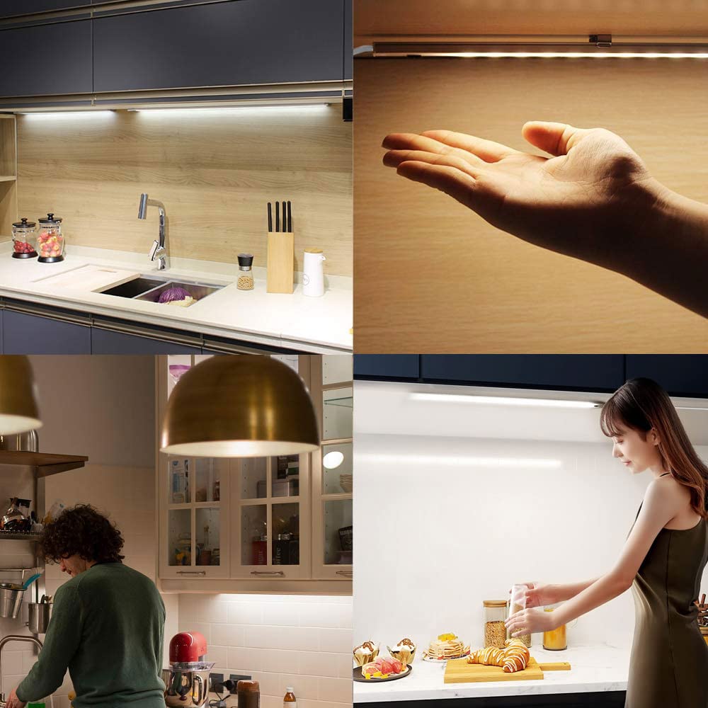 SOAIY LED Kitchen Light, 40cm Bar Light, Touchless Sensor Light with AC Adapter, Stepless Dimming, Handheld Light, Sink Light, Kitchen, Under-Shelf