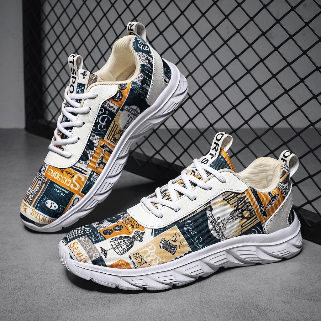 TUINANLE Мужские кроссовки, легкая повседневная обувь, кроссовки для бега с граффити, большие размеры 39-48, дышащая прогулочная мужская обувь