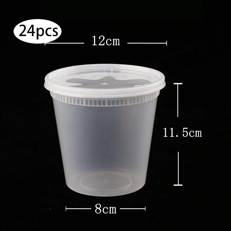 24 шт. Пластиковые контейнеры для заморозки деликатесных продуктов с герметичными крышками, одноразовые прозрачные банки Togo, миски для приготовления салатов, супов и блюд