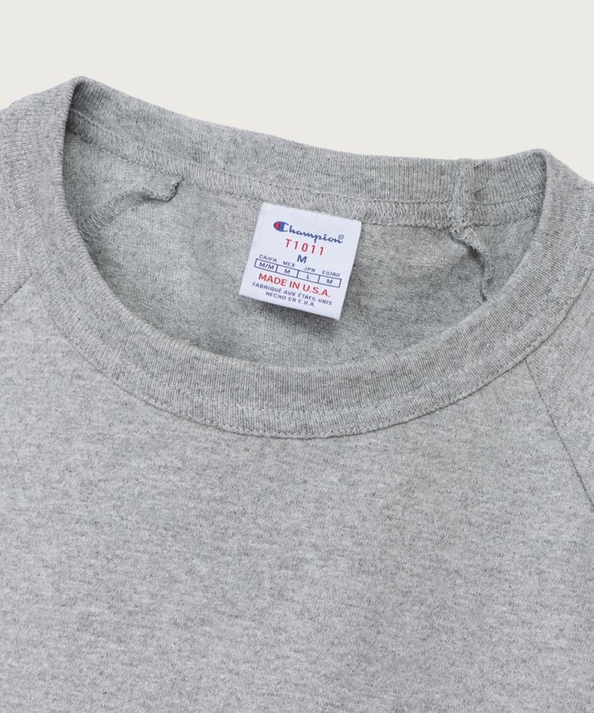 CHAMPION T1011 Heavyweight Raglan 3/4 Sleeve T-Shirt Grey (Made In Usa)