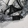 2023 European and American Embroidered Ruffle Lingerie Set with Steel Ring