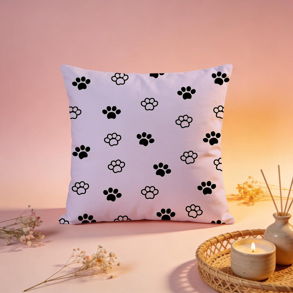 Sweet Pastel Paw Print Cushion Cover Comfortable Durable Pillow Cover MultiScene for Home Office Car Sofa