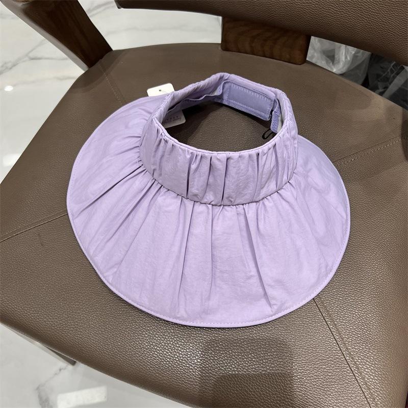 Pleated Large Brim UV Sun Protection Empty Top Hat for Women, Summer Outdoor Portable Foldable Sun Protection Sun Hat