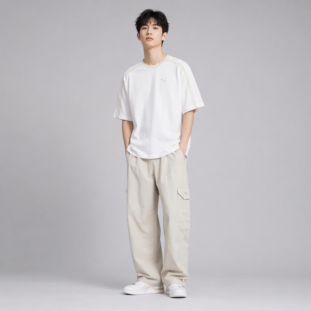 Puma Мужская футболка с коротким рукавом, свободный крой, круглый вырез, пуловер T7 63845702