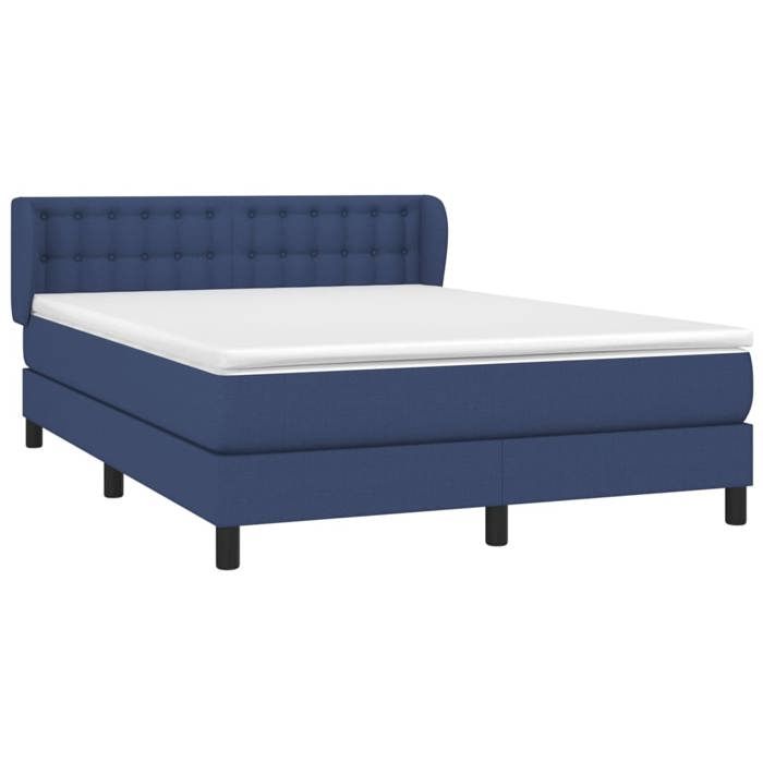 Lit avec matelas - Maison Exclusive - 140x200 cm - Tête de lit réglable - Tissu bleu