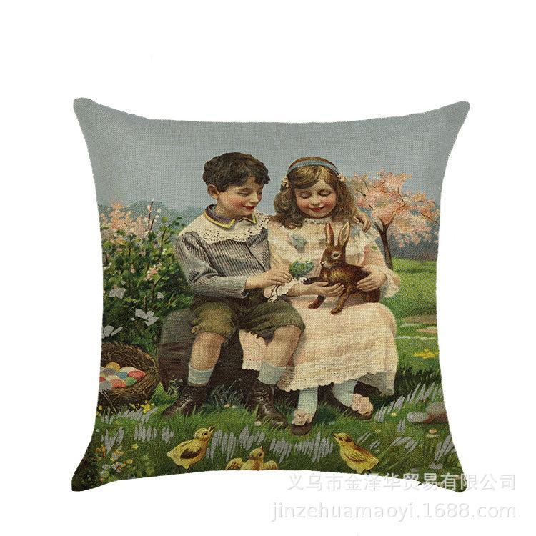 Акварельный кролик яйцо пасхальный наволочка скандинавский офис диван полиэстер наволочка домашняя мебель