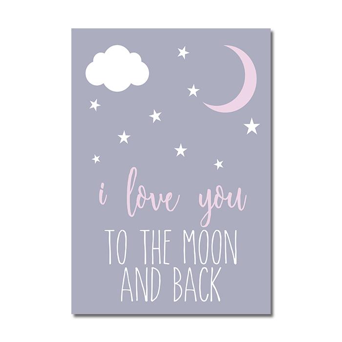 Pink Unicorn Nursery Wall Art Poster Love Quotes Print Moon Stars Canvas Painting Nordic Picture Kids Baby Girl Room Decoration