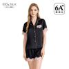 Женский пижамный комплект из 100% чистого шелка, с коротким рукавом и брюками, легкая одежда для дома, сладкий стиль