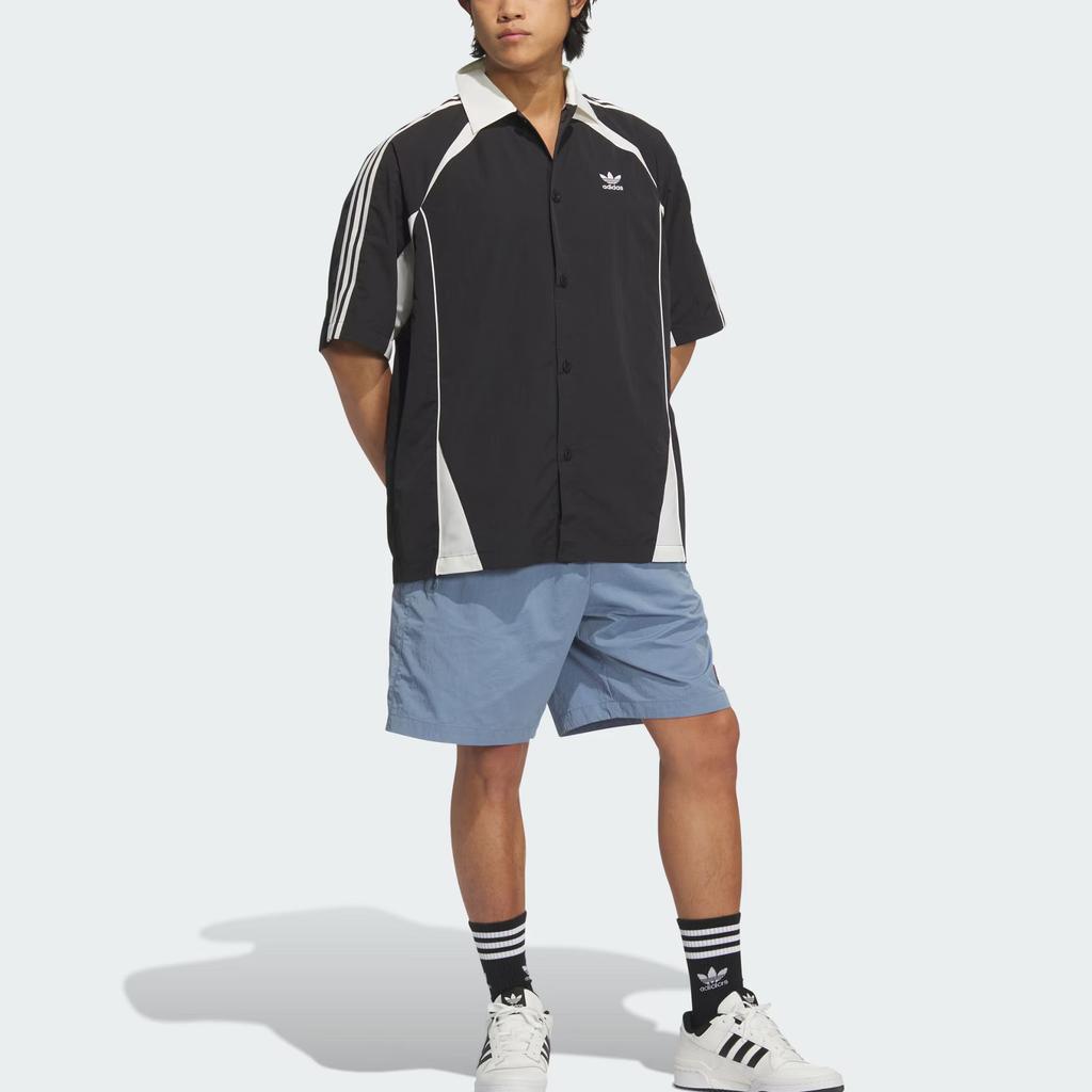 Adidas Оригинальная ретро футболка-поло с коротким рукавом Ss25 Классическая винтажная спортивная мужская топы Черный Хан-Нефрит-Белый KD0947