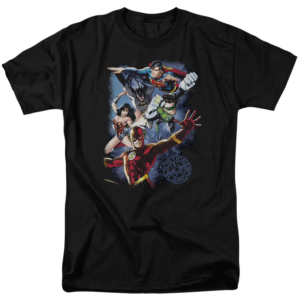 Justice League Galactic Attack Color Mens T Shirt Black