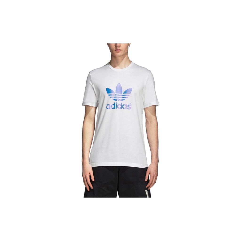 adidas Originals Trefoil Синяя футболка с короткими рукавами и логотипом Мужские топы Белые DP8570