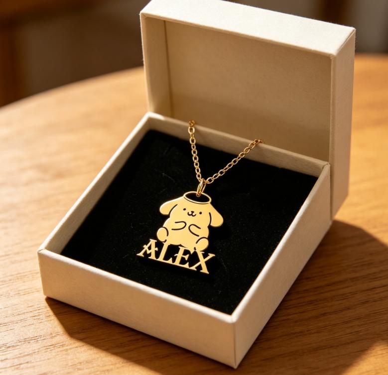 Customized Cartoon Letter Necklace Women Kids Stainless Steel Gold Plated Fashion Jewelry Cartoon Name Initial Pendant Necklace