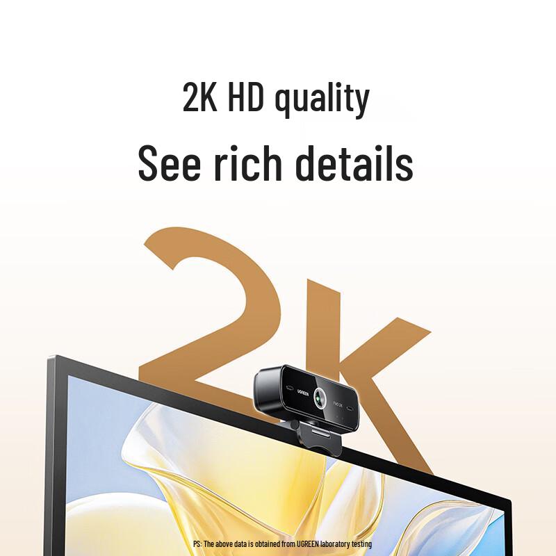 Ugreen 2K HD USB Webcam with Auto Focus and Dual Mics