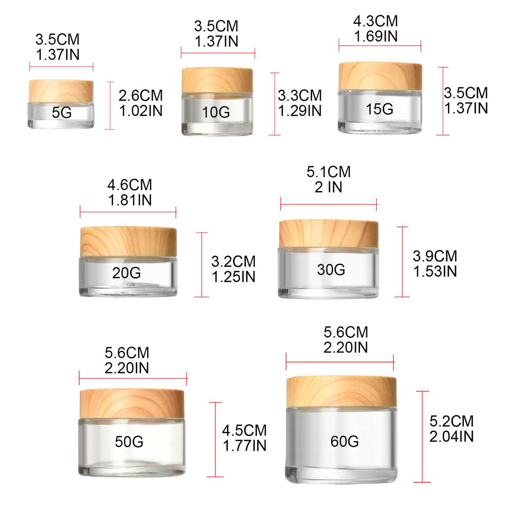 1PC Glass Cosmetic Container Empty Sample Jars with Leak Proof Lids Makeup Sample Containers for Lotion Cream