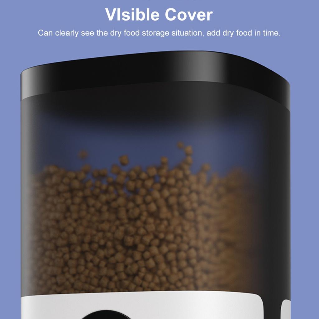 Кормушка для домашних животных, 6 л, умная автоматическая видимая крышка, диспенсер для еды для домашних животных, собак, кошек, таймер с дистанционным управлением, приложение [видео/WiFi/кнопочная версия]