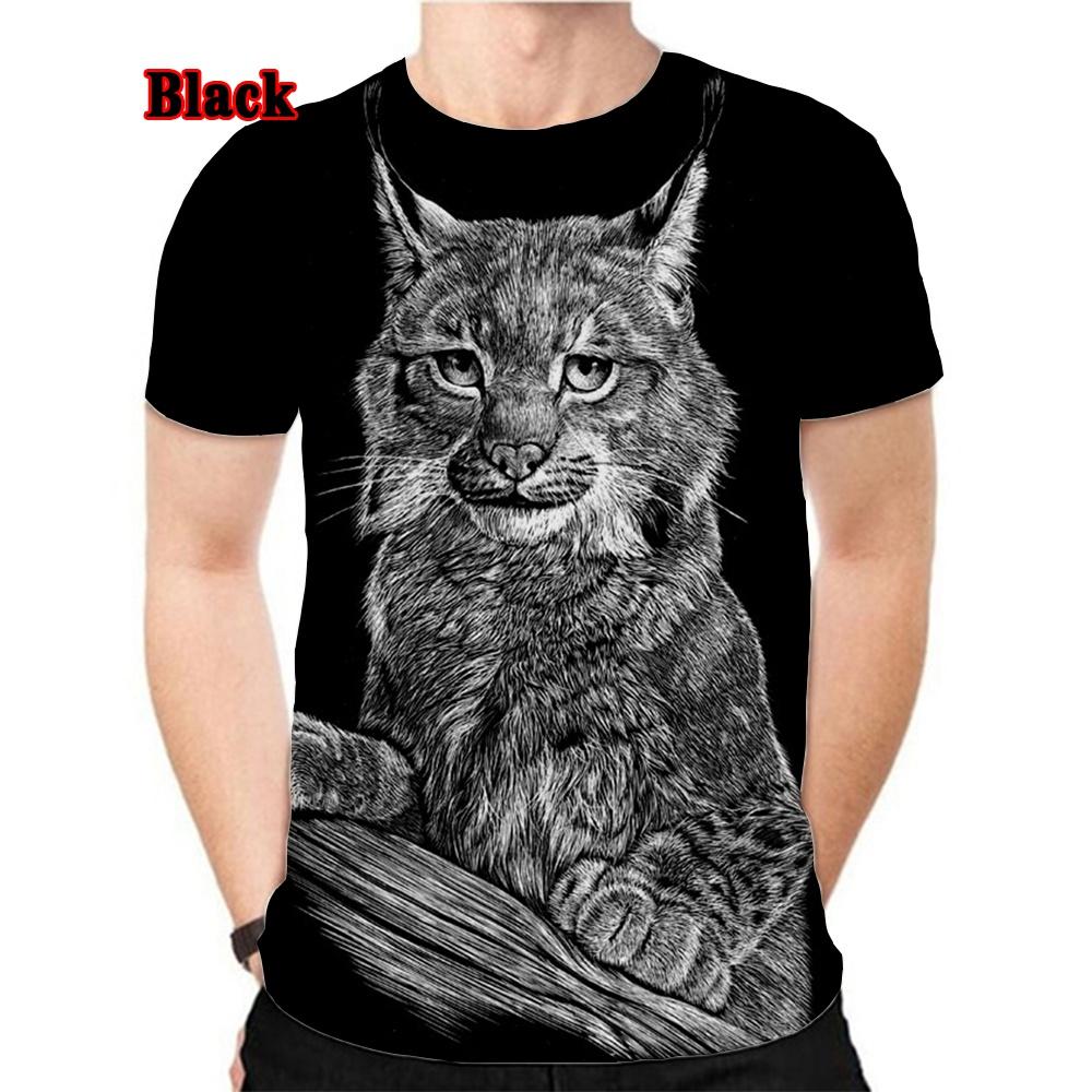 Футболка мужская и женская весна/лето с принтом 3D Animal Lynx Harajuku Streetwear с коротким рукавом унисекс в стиле хип-хоп XS-5XL