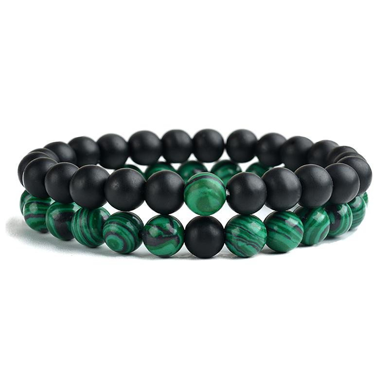 Набор браслетов для пар, черный, белый цвет, натуральный лавовый камень, тигровый глаз, бисерные браслеты для йоги для мужчин и женщин, эластичные ювелирные изделия из веревки