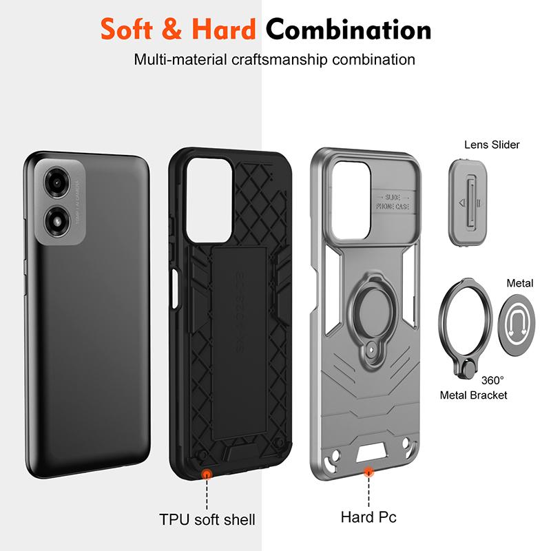 Moto G24 Armor Вращающийся чехол-подставка с кольцом для камеры, устойчивый к царапинам, для Motorola Moto G24, магнитная зарядка, чехол MOTO G24