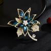 Korean Crystal Brooch: Blue Zircon, Gold-Plated Pin, Women's Corsage Accessory