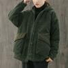Women Autumn/Winter Loose and Thickened Corduroy Jacket Solid-Color Literary-Style Plus Size Jacket