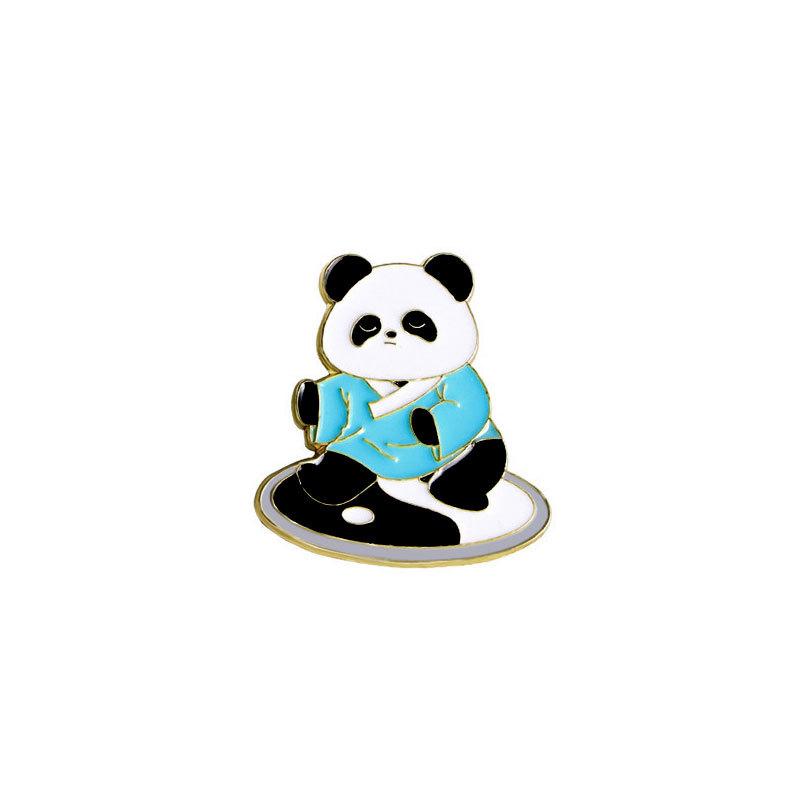 Zinc Alloy Enamel Dropping Brooch, Cute Cartoon Lucky Panda Snake Pattern 2025 Year of the Snake, New Year Festival Decorative Lapel Pin Badge