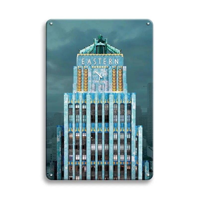 Beautiful City Landmarks Retro Posters Paris Dubai Building View Metal Tin Sign Living Room Bedroom Home Decorative Art Painting