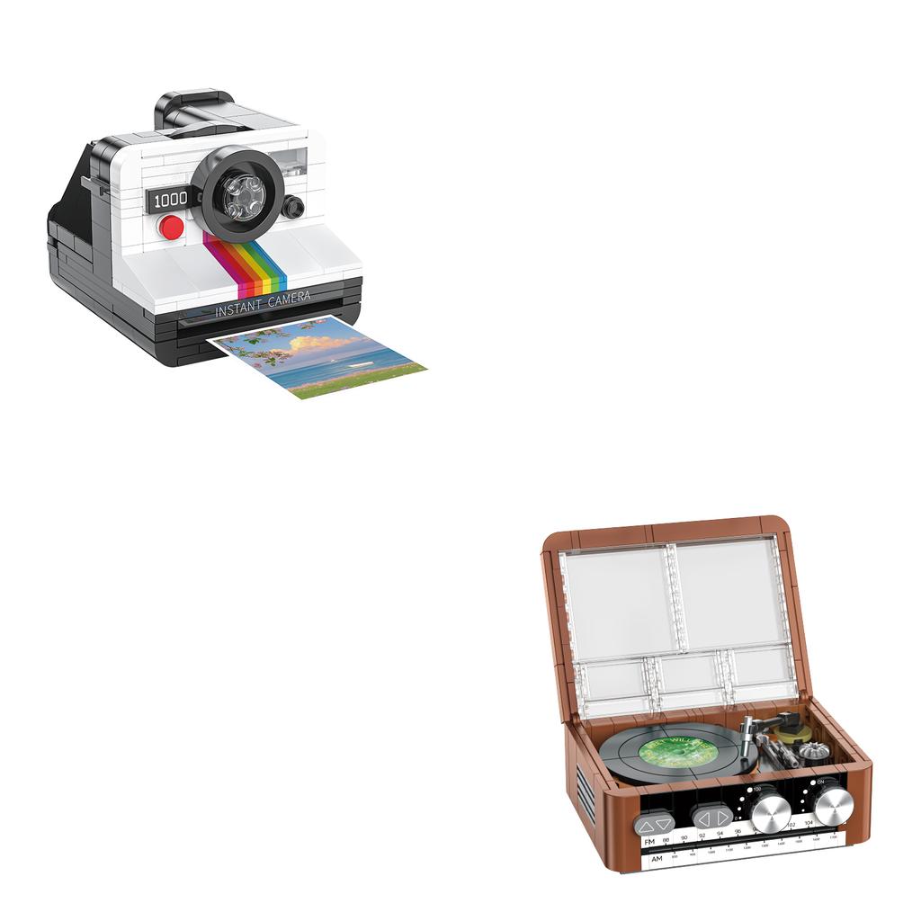 Jaki Retro Series Record Player/Game Machine Model Assembly Toy Ornament Moc High Brick Building Blocks Kids Birthday Gift