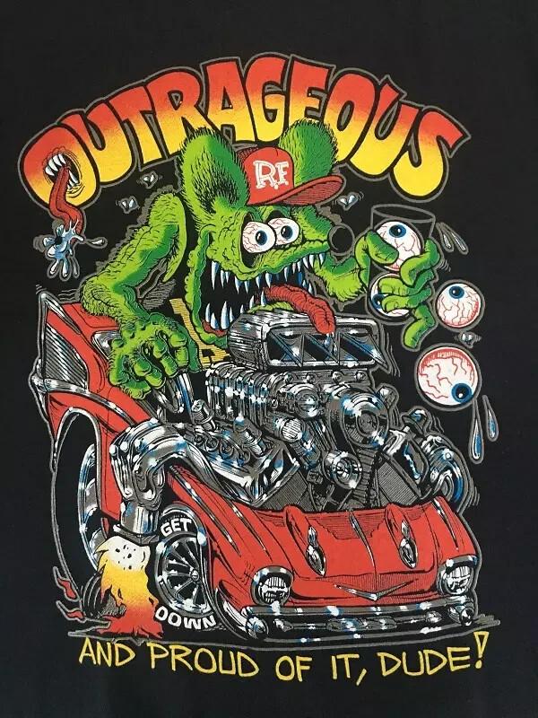 Эд Рот Rat Fink Гонки Смешная Хлопковая Черная S-2345XL Унисекс Унисекс Футболка