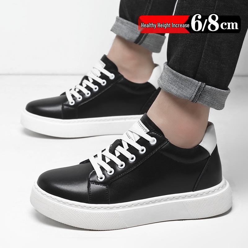 Men's 8cm Height-Boosting Casual White Sneakers