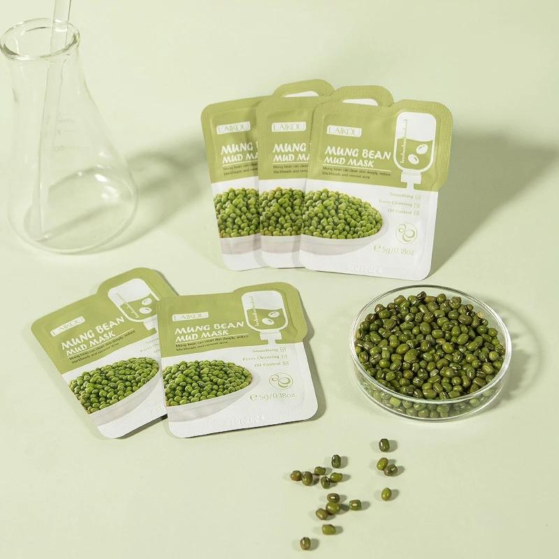 7Pcs Mung Bean Clay Face Mask Peel Off Acne Blackhead Removal Whitening Hydrating Skin Care