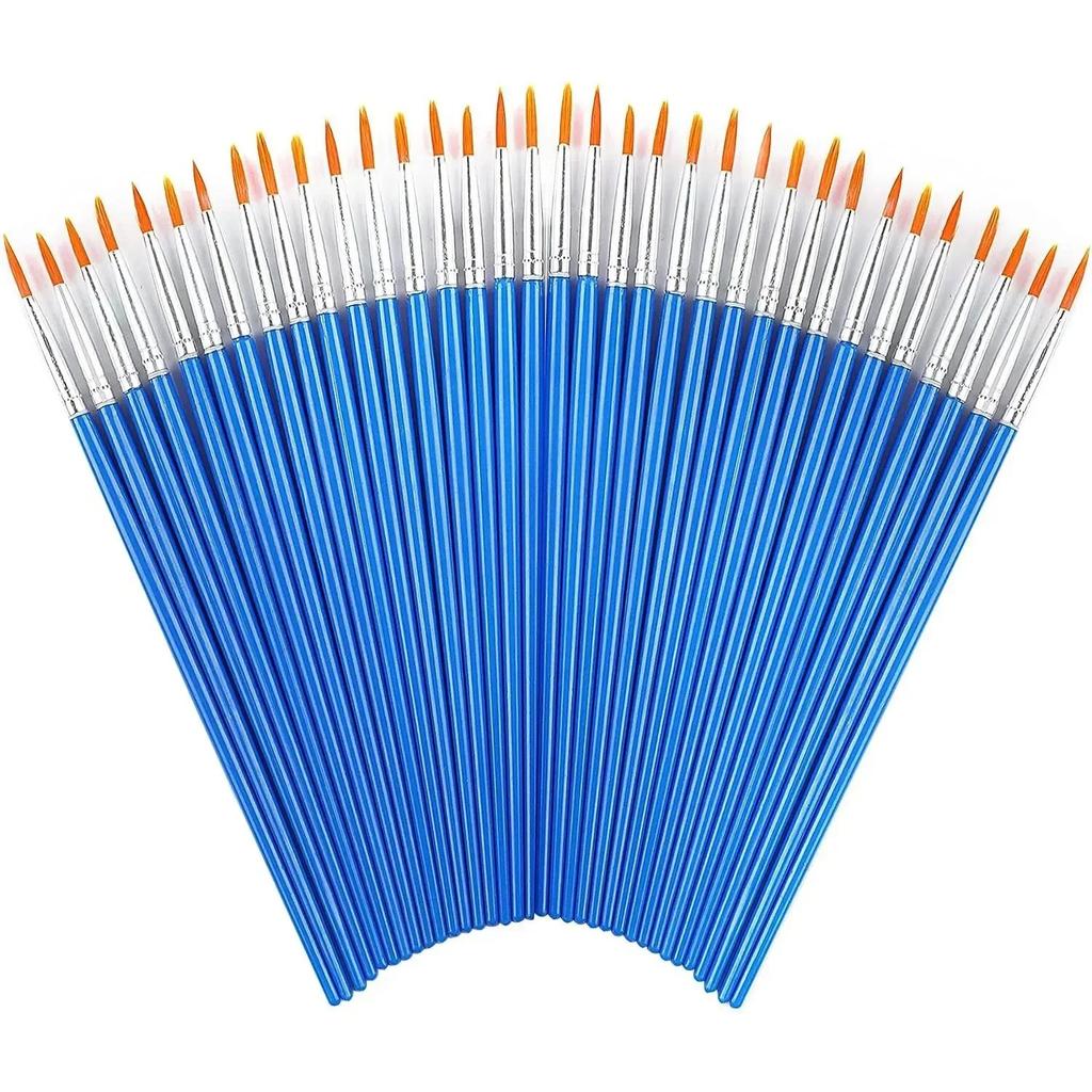 10Pcs Painting Brushes Set Art Round Flat Hair Nylon Hair Paint Brush for Oil Acrylic Watercolor Kids/Artists/Beginners/Students