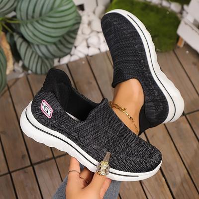 Женские повседневные кроссовки Slip-On, дышащая обувь для ходьбы с низким верхом для ежедневного комфорта