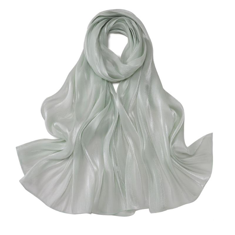 Solid Color Island Silk Crepe Long Scarf Ethnic Minority Women Headscarf