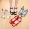 Ethnic Style Embroidered Shoes with Raised Fabric Shoes Inside Ventilation Anti Slip Cow Tendon Bottom Spring and Summer