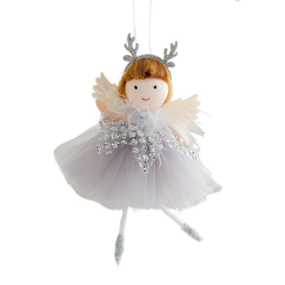 Creative Pink White Christmas Hanging Decorations Embellishment Party Supplies Xmas Tree Ornaments Gifts Toys Angel Girl Doll