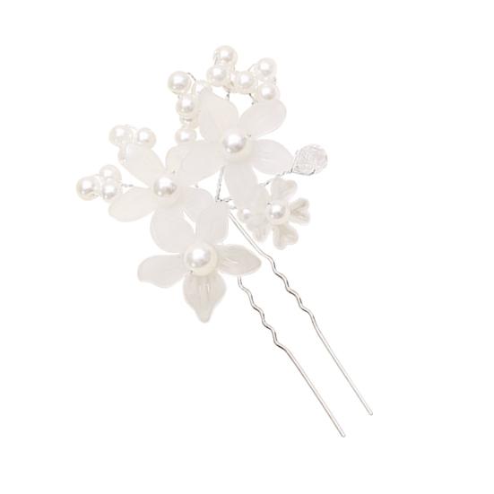 1Pc Flower Faux Pearl Wedding Hair Pin Headwear White Hair Clip Bride Jewelry