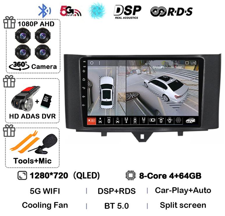 Android 14 Carplay автомобильное радио для Mercedes Benz Smart Fortwo 2006 -2011 2012 2013 2014 2015 мультимедийный видеоплеер GPS стерео 4G