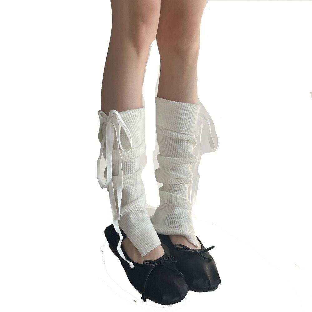 Ribbon Bow Leg Cover Stockings Solid Color Feet Covers New Leg Wraps Socks  Women And Girls