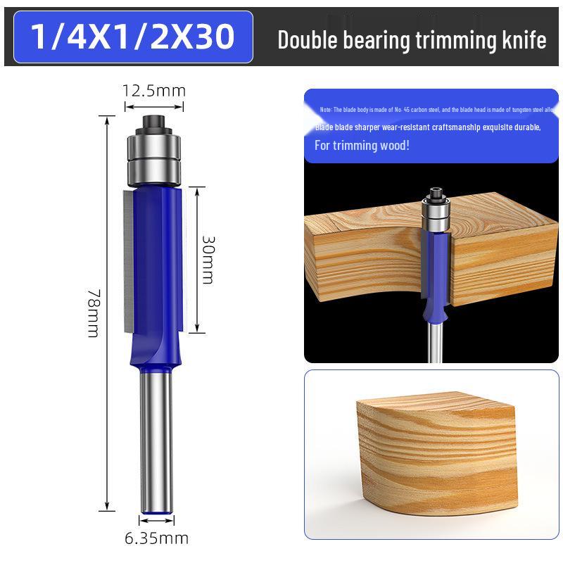 Woodworking Engraving Trimming Knife Double Bearing Router Machine with Double Edge Milling Cutter and Panel Saw