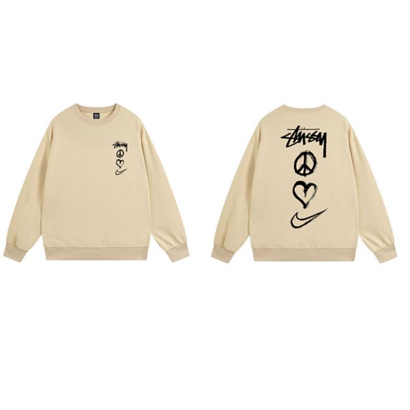 Unisex Oversized Crewneck Fleece-Lined Cotton Sweatshirt With Dice Letter Print Winter Casual Wear