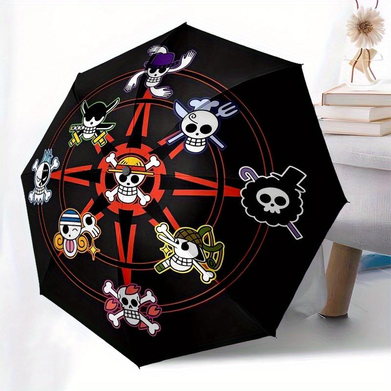 1pc One Piece Skulls Circular Design Umbrella with Plastic Handle,Suitable for All Seasons Home Travel Outdoor UmbrellaM917