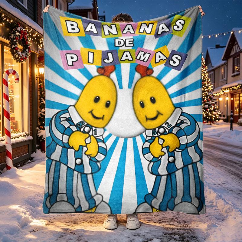 Bananas in Pyjamas Pattern Blanket for Home Decoration, Bed, Sofa, Car Travel, Camping, Suitable for All Seasons, Birthday Christmas Gift