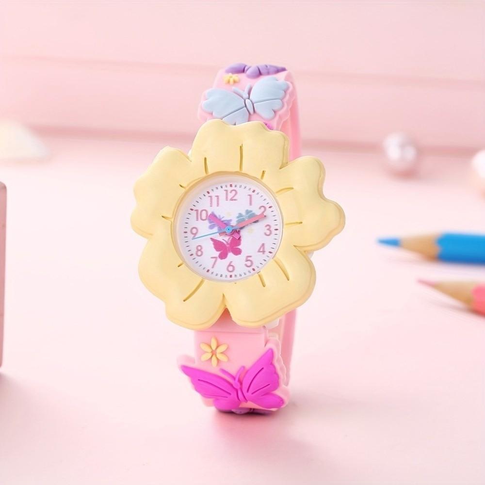 3D Design Kids Flower Watch Silicone Strap Children's Gift Watch Electronic Watch for Children