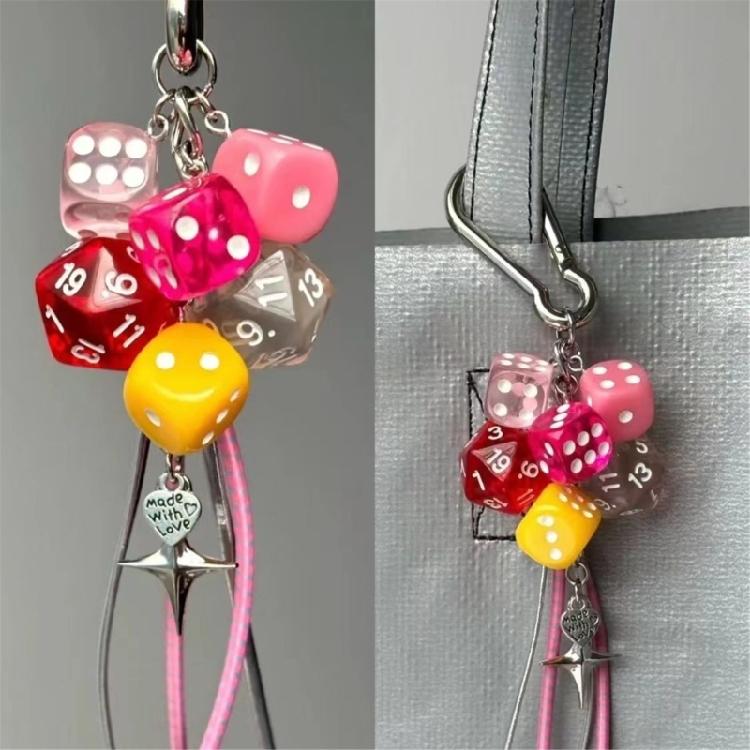 Stylish Phone Case Pendant Dices Hanging Charm Multipurpose Cube Amulet Backpack Accessory Fashion Jewelry for Purse