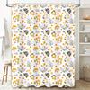 Fashion Floral Shower Curtain Yellow Black Water Repellent Bath Liner with Hook for Bathroom Decor Modern Printing Home Accessor