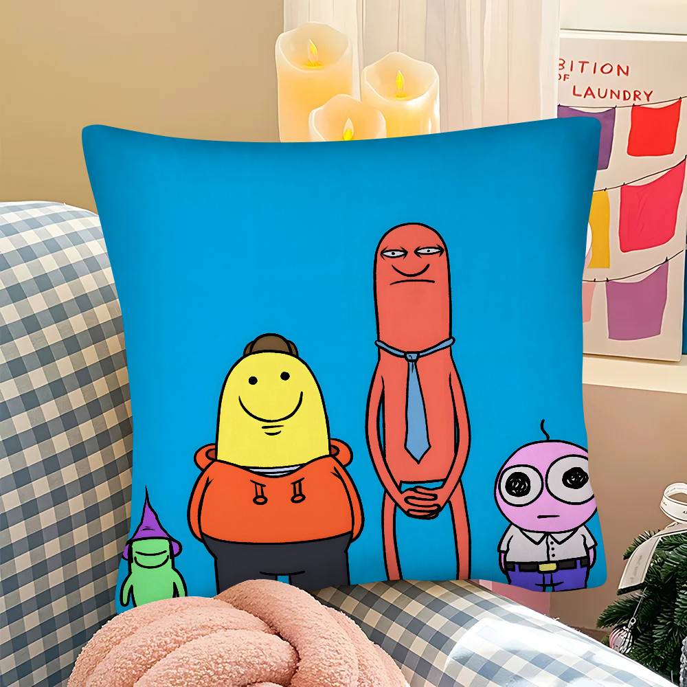 pc Anime SSmiling Friends Pillow Case Fashion Square Pillowcase Bedroom Sofa Room Ins Decoration Leisure