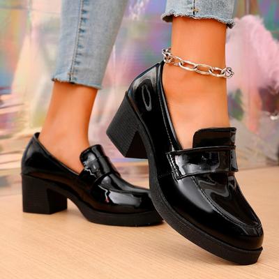 Мода Женская Мода Туфли на Толстом Каблуке Весна Новые Круглый Носок Полые Водонепроницаемые Противоскользящие Износостойкие Высокие Каблуки