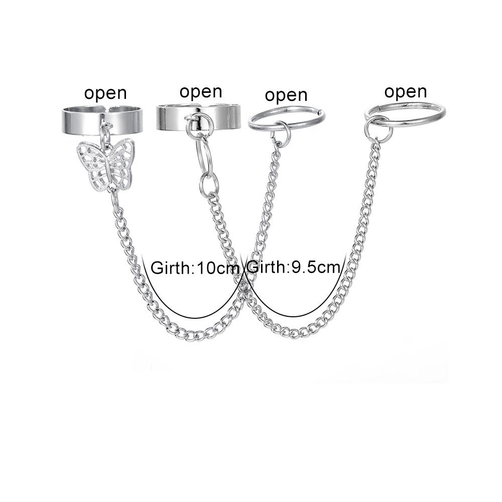 Набор модных металлических колец в стиле панк с полыми бабочками для женщин, регулируемые модные ювелирные изделия с открытием