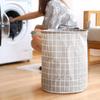 Round Dirty Clothes Basket Portable Fabric Laundry Hamper Foldable Dustproof Multifunctional Storage Bucket Sundries
