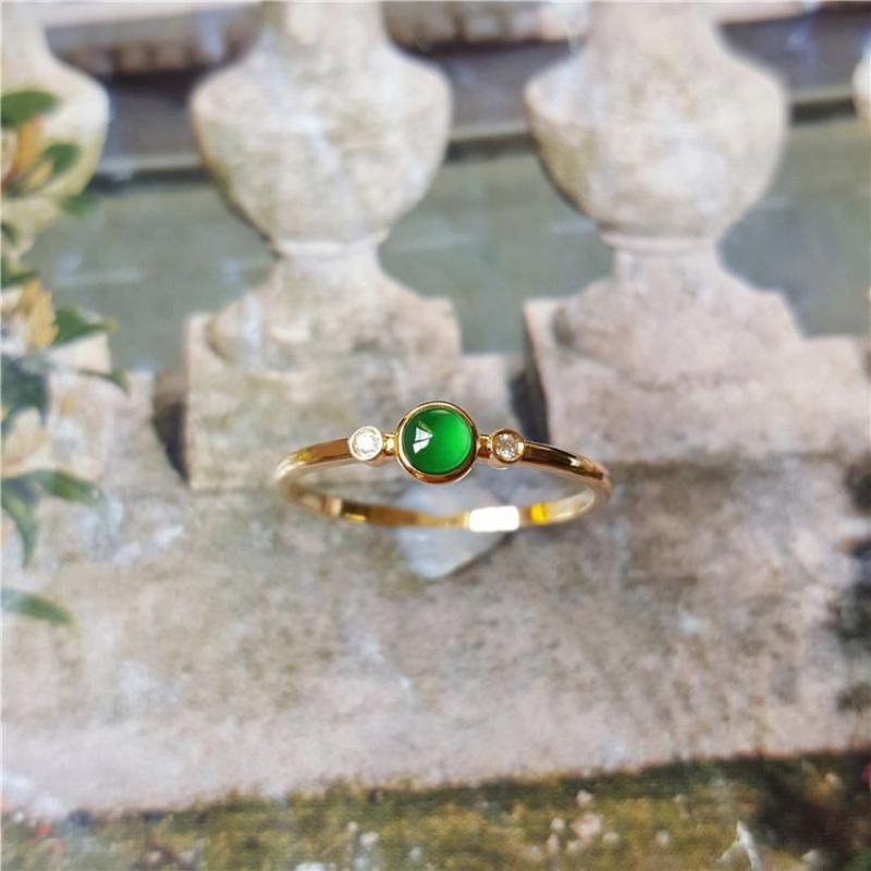 Новинка в натуральном зеленом халцедоне круглые мини-кольца для женщин минималистский дизайн классические подвески украшения для вечеринок регулируемые
